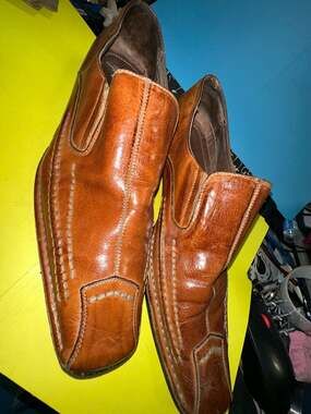 Fratelli Select Men's Brown Genuine Leather Square Toe Slip On Loafers Size 9M